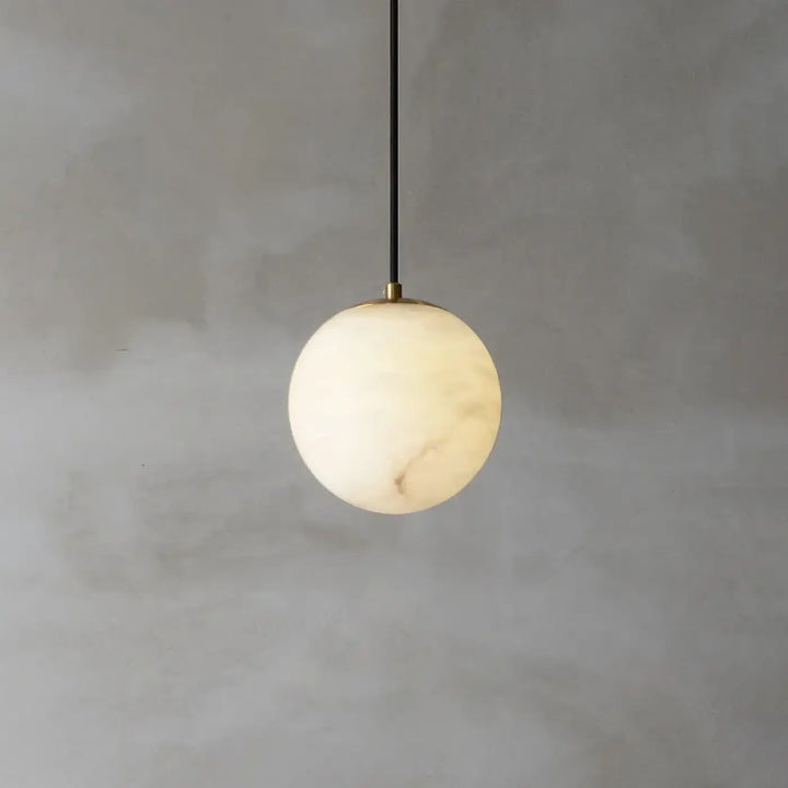 Suspension sphère lumineuse moderne blanc doré élégant