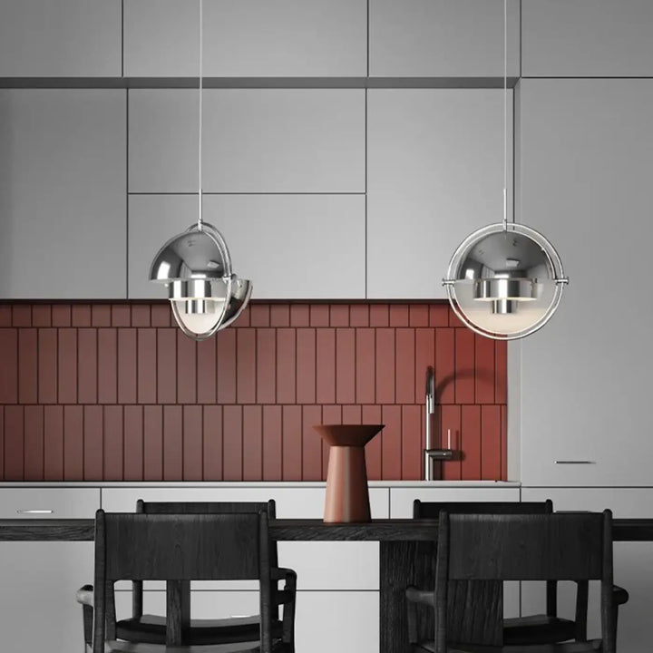 Suspension sphérique métal chromé style industriel moderne pour cuisine