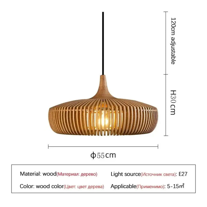 Suspension tissé en bois naturel design contemporain chic
