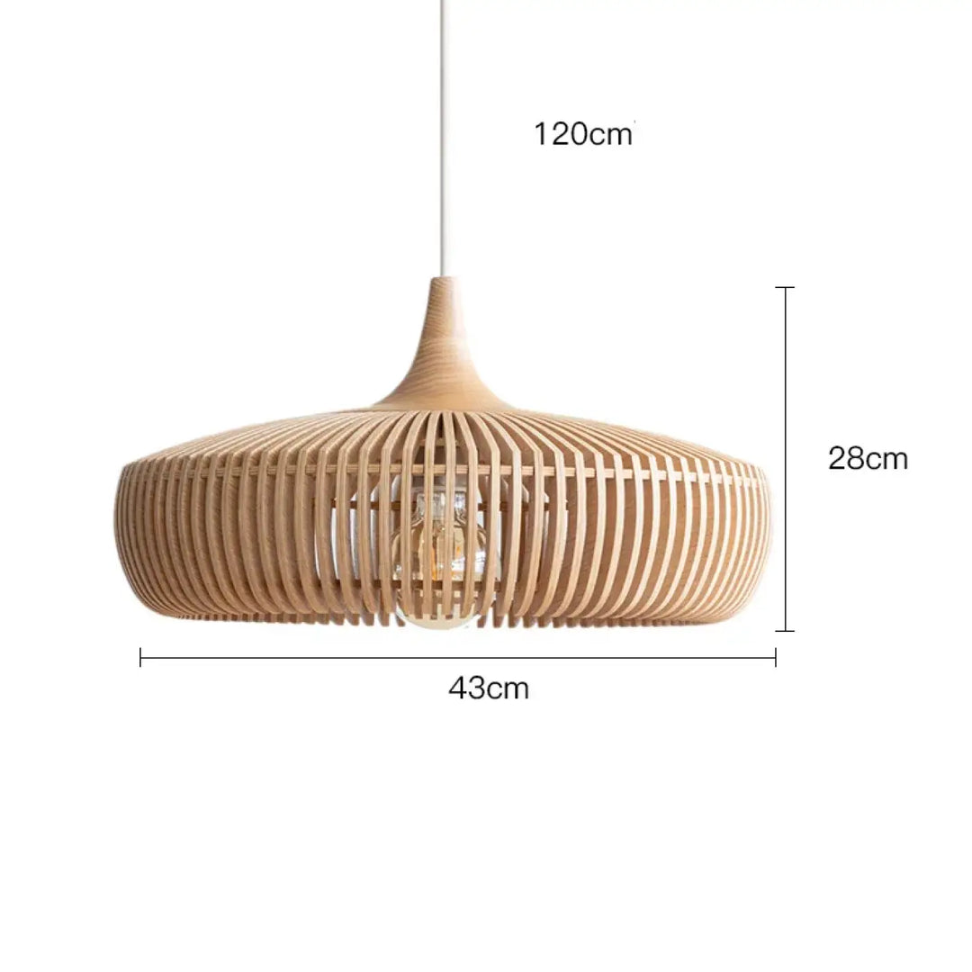 Suspension tissé en bois naturel design contemporain chic