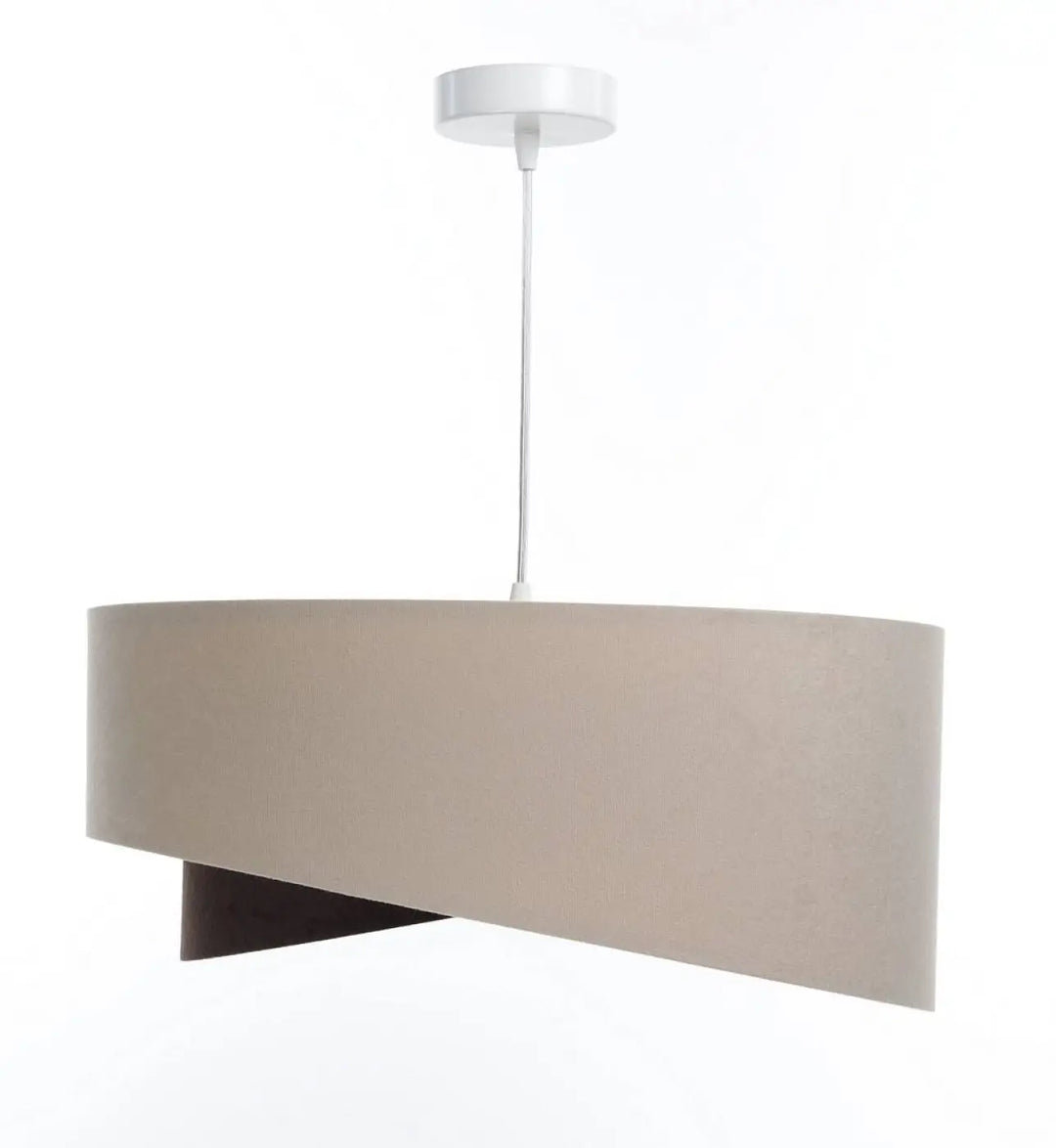 Suspension tissu beige auric avec abat double moderne et abat-jour rectangulaire en tissu face avant visible