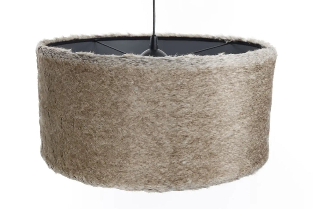 Suspension luminaire bear light en tissu beige avec intérieur noir en fourrure synthétique texturée