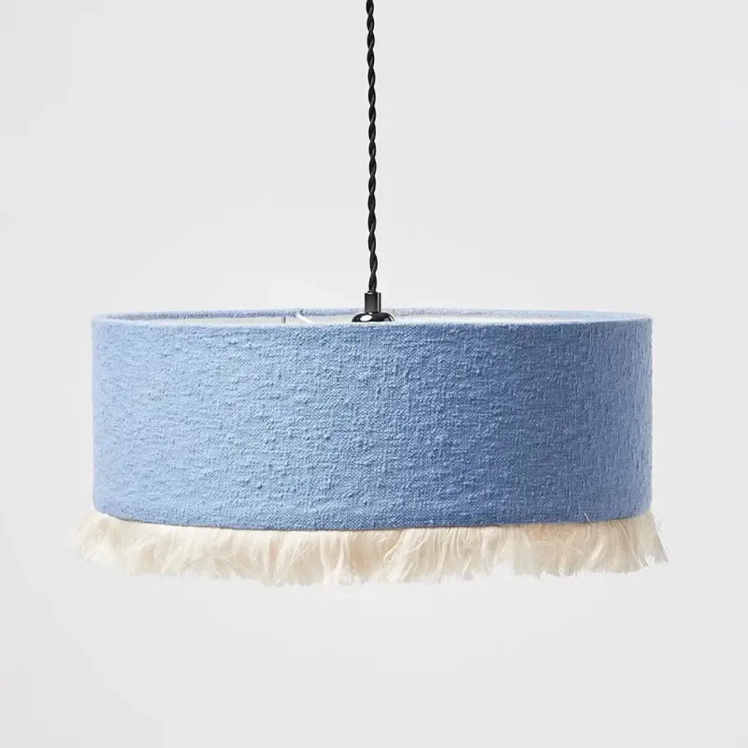 Suspension tissu avec franges vertes style vintage décor