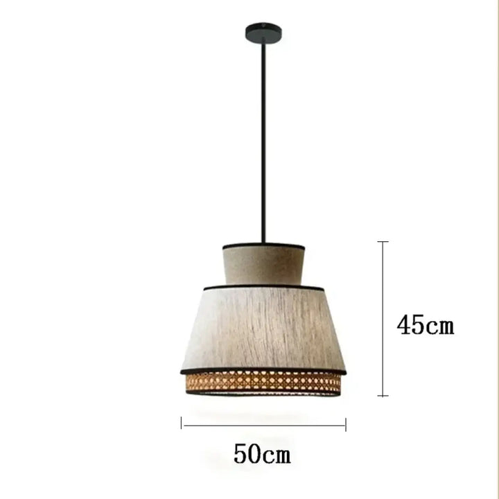 Suspension tissu et métal naturel et moderne beige marron