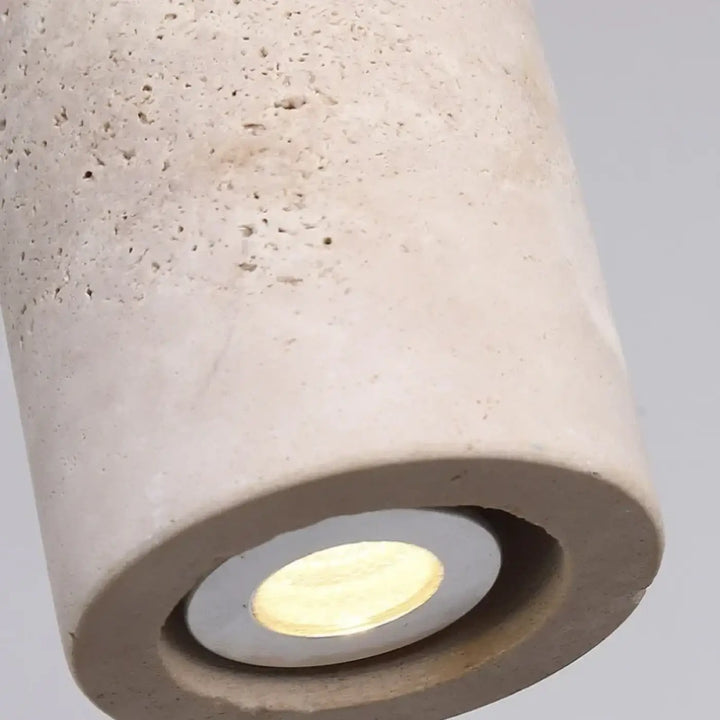 Suspension en travertin jaune et bois multicolore naturel