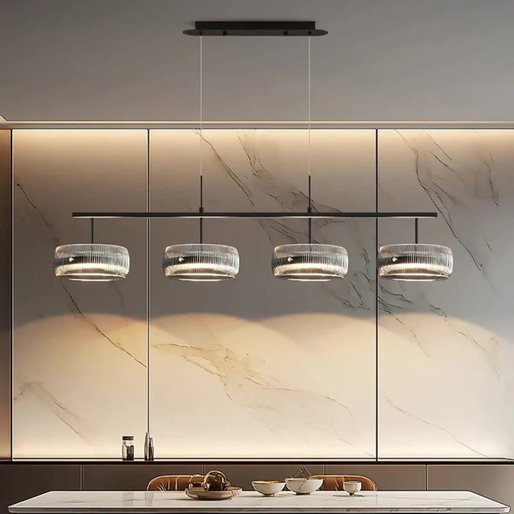 Suspension design moderne noir verre transparent métal