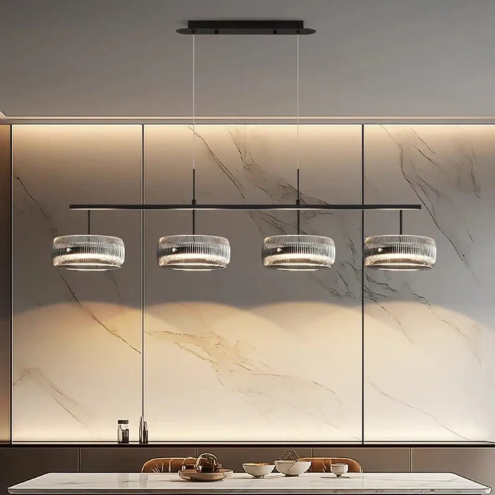 Suspension design moderne noir verre transparent métal