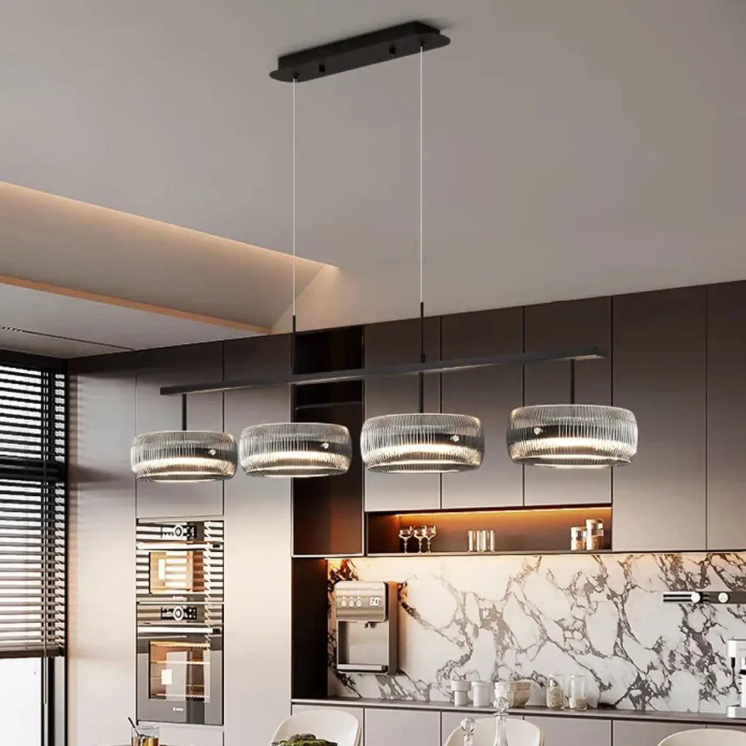 Suspension design moderne noir verre transparent métal