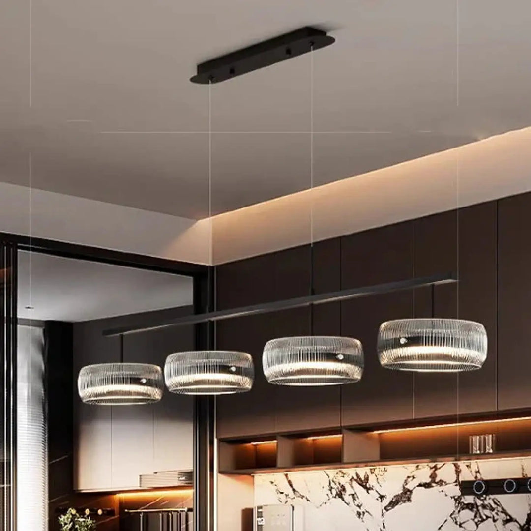 Suspension design moderne noir verre transparent métal
