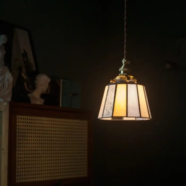 Suspension vintage en verre et cuivre design éclatant chic