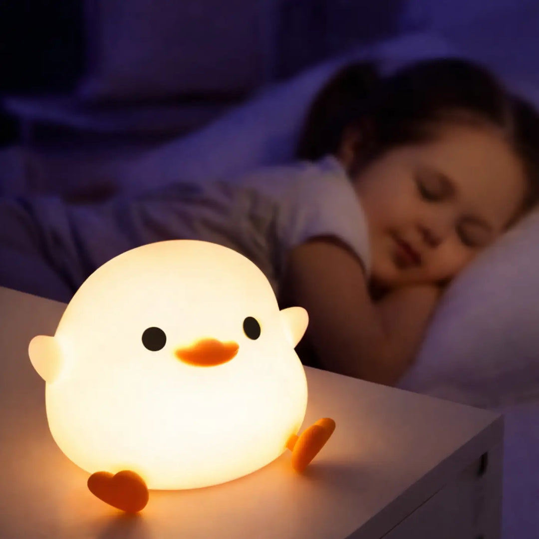 Veilleuse caneton en forme de canard blanc doux avec bec et pieds orange idéale pour décorative pleine nuit