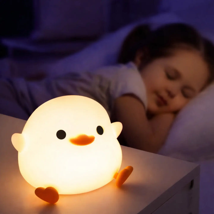 Veilleuse caneton en forme de canard blanc doux avec bec et pieds orange idéale pour décorative pleine nuit