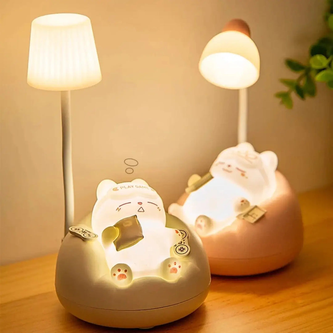 Veilleuse chat décorative katty en forme de chat blanc et rose avec lumière douce pour bureau ou chambre