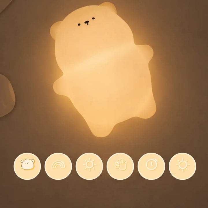 Veilleuse bearry beige douce en forme dours avec lumière douce idéale pour des instants précieux et une ambiance cocooning