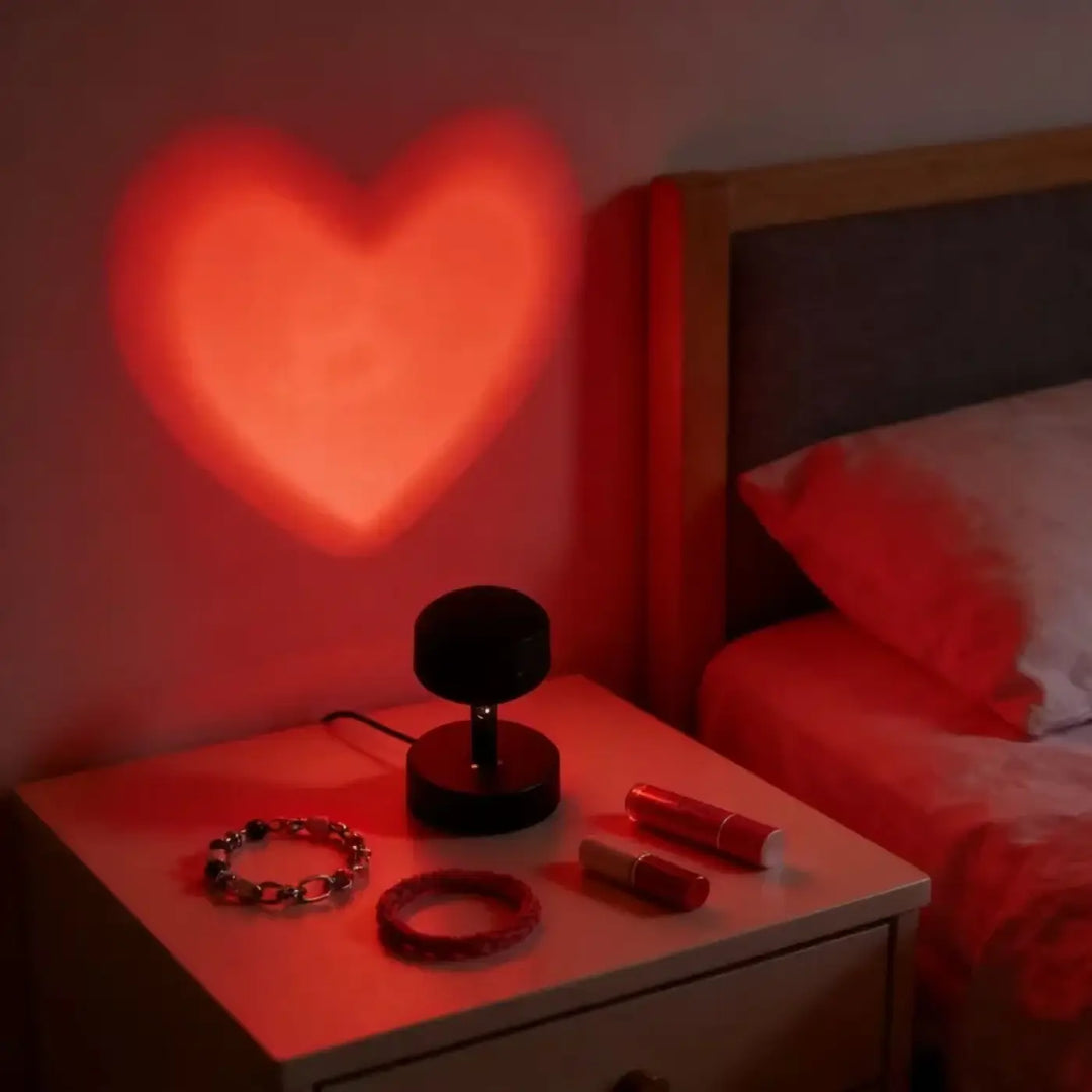 Veilleuse projecteur en forme de coeur au style romantique