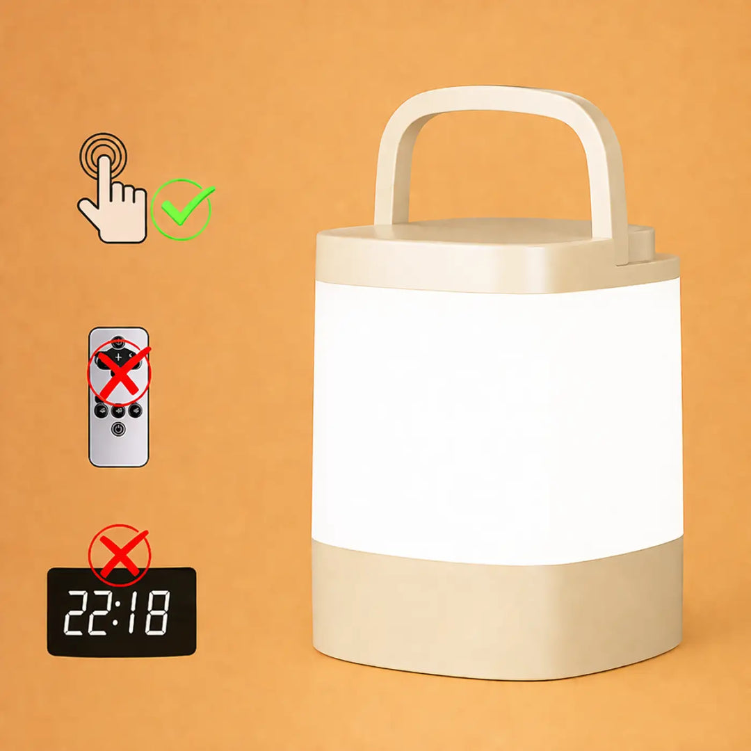 Veilleuse design moderne mallow crème portable avec poignée et commandes tactiles sans télécommande ni affichage numérique