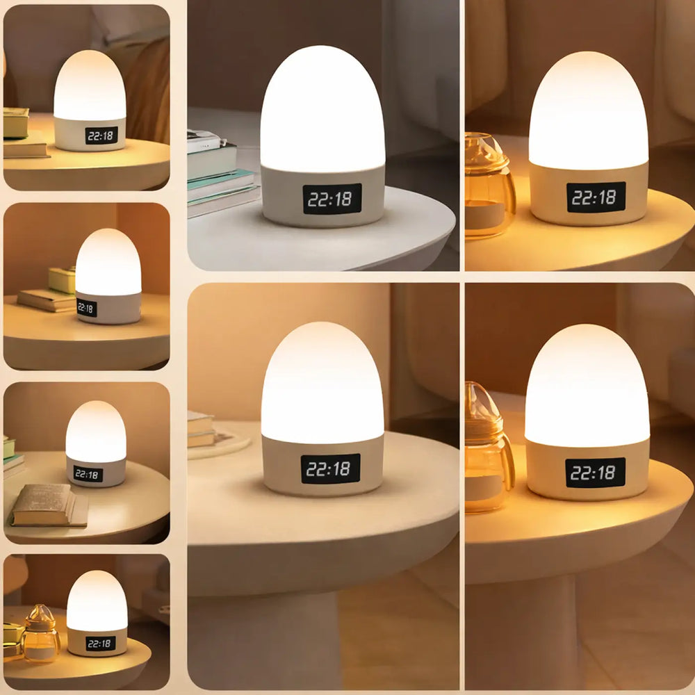 Veilleuse mallow avec lumière led blanche douce et affichage digital, veilleuse design moderne pour chambre