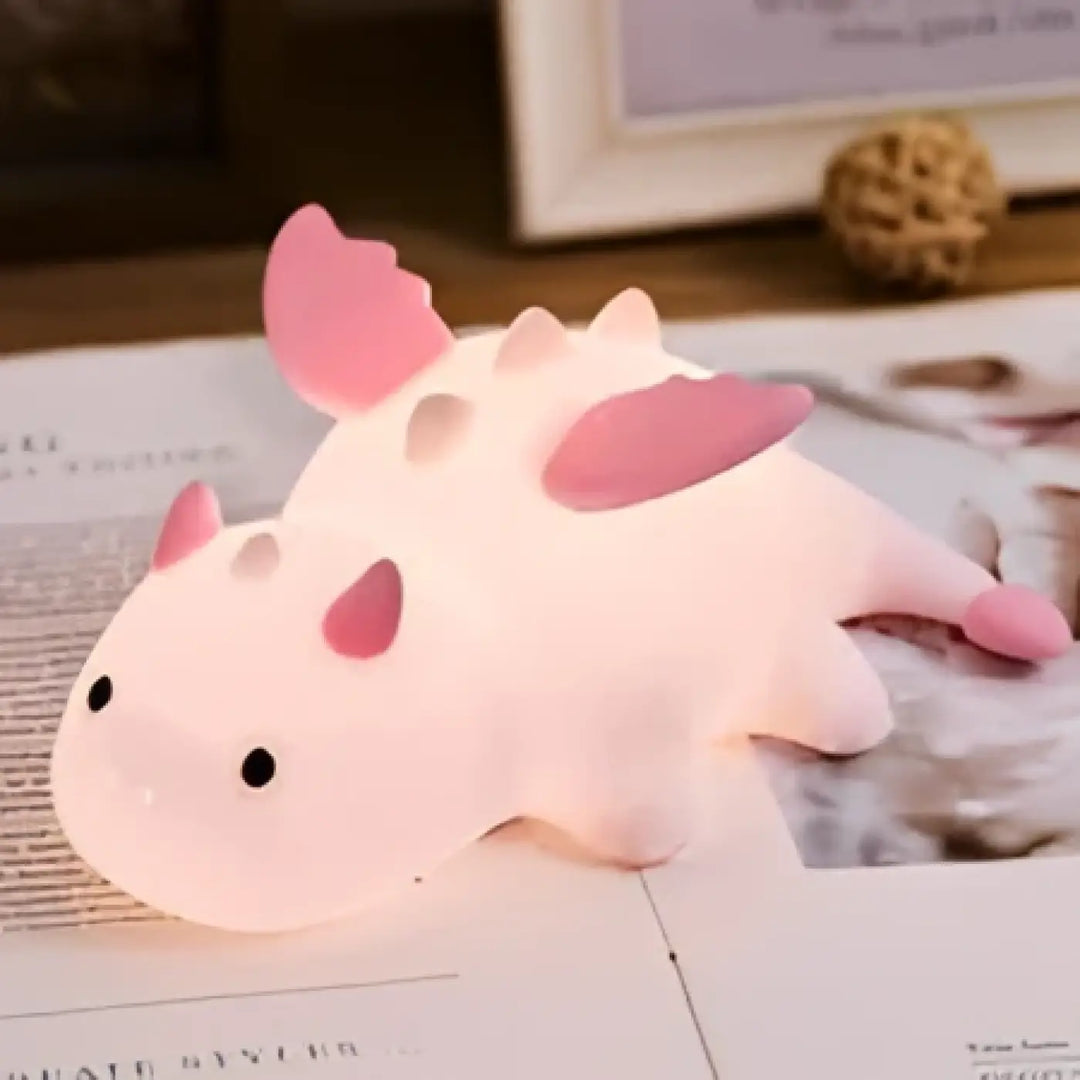 Veilleuse dragon rose tiamat en plastique avec lumière douce et dragon à lumière pour ambiance apaisante