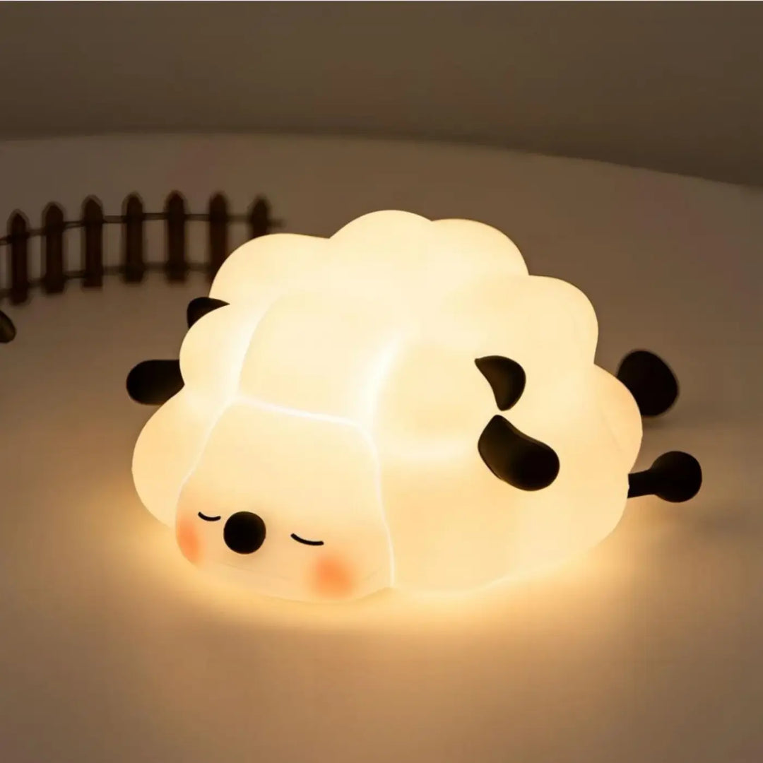 Veilleuse led animaux en forme de mouton blanc avec yeux noirs usages nocturnes douce et mignonne palimou