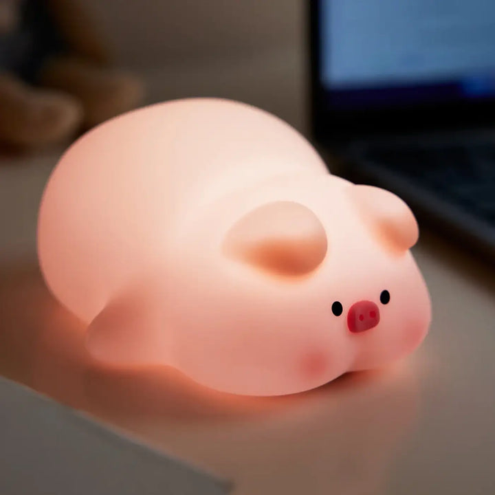 Veilleuse led cochon peppa en peluche rose doux avec lumière douce pour décoration intérieure et usage nocturne