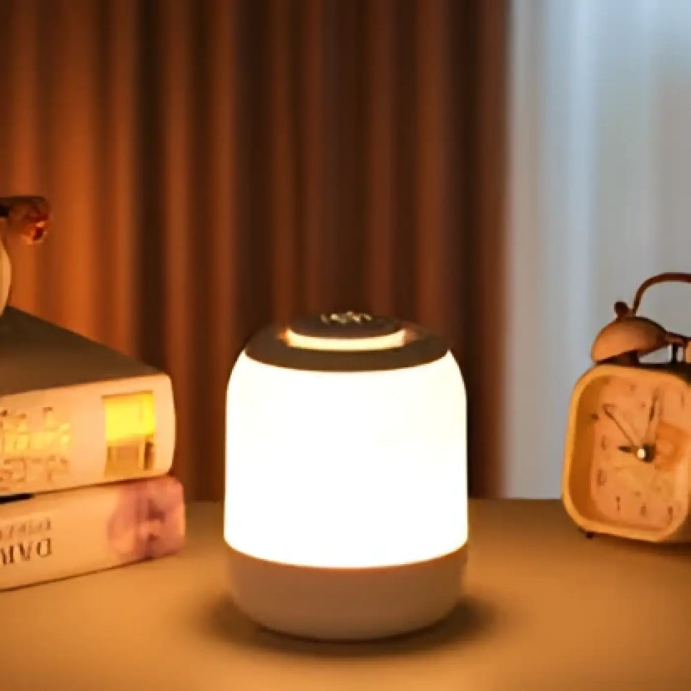 Veilleuse led minimaliste liste blanche cylindrique avec lumière douce et finition mate