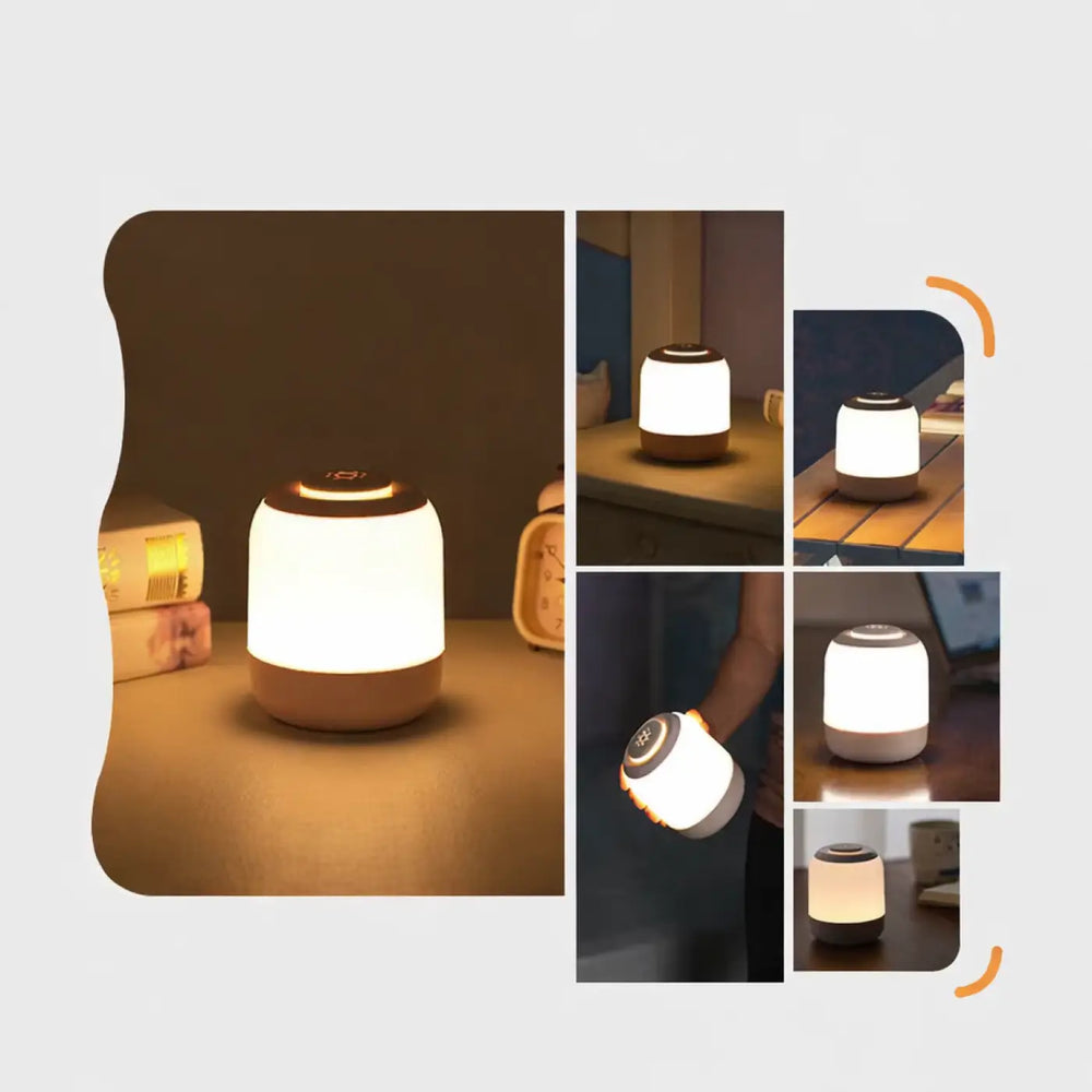 Veilleuse lumineuse lumineuse cylindrique blanche en plastique mat avec douce devient pour réveils nocturnes