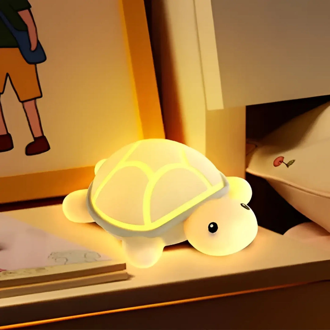 Veilleuse lumineuse turtle en forme de tortue jaune douce avec coque plastique lisse choix évident pour enfant