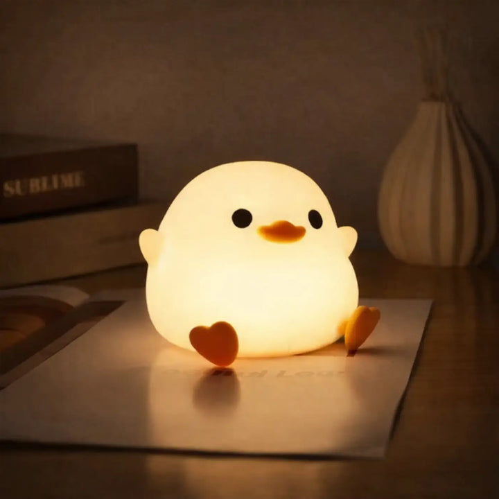 Veilleuse magique en silicone blanc en forme de poussin doux avec touche lumineuse et lumineuse joue animalix