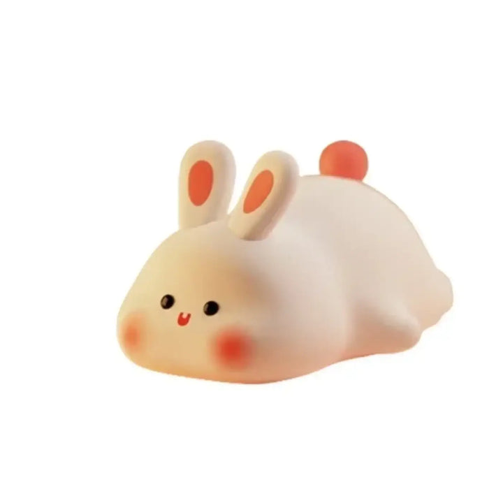 Veilleuse mouton lumineuse en forme de lapin blanc avec oreilles orange, joues roses et petite queue pour apaiser