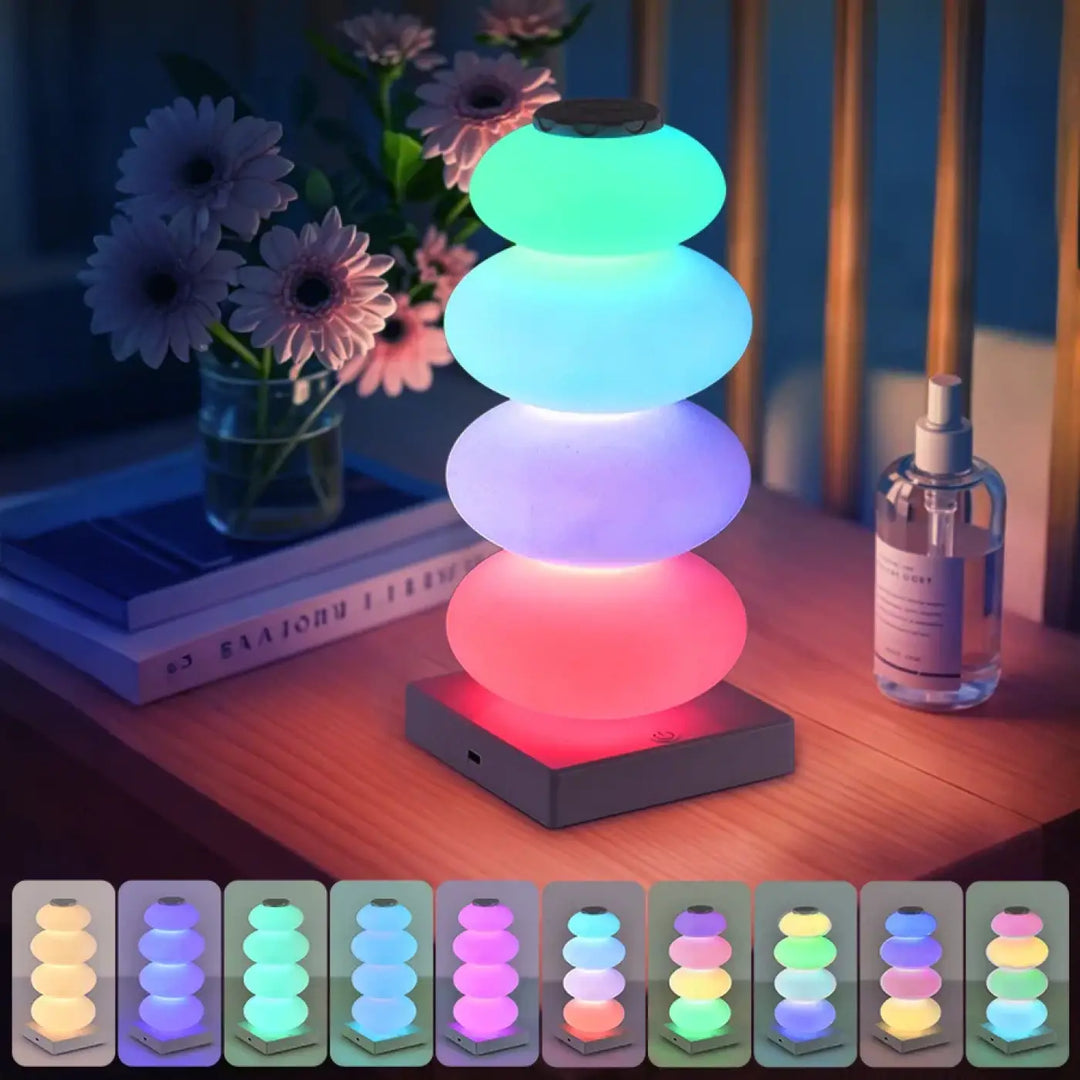 Veilleuse desky lampe led empilable à quatre niveaux arrondis éclairage multicolore idéale pour pierre zen décorative