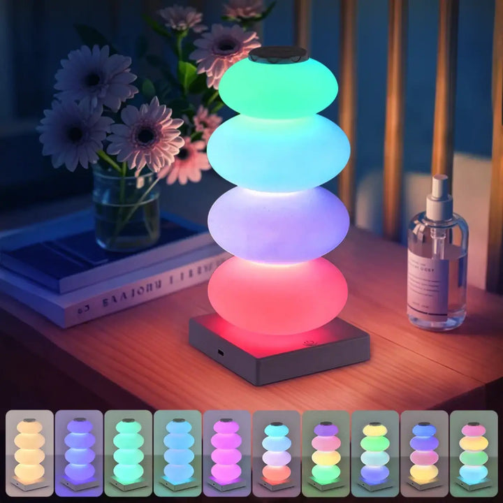 Veilleuse desky lampe led empilable à quatre niveaux arrondis éclairage multicolore idéale pour pierre zen décorative