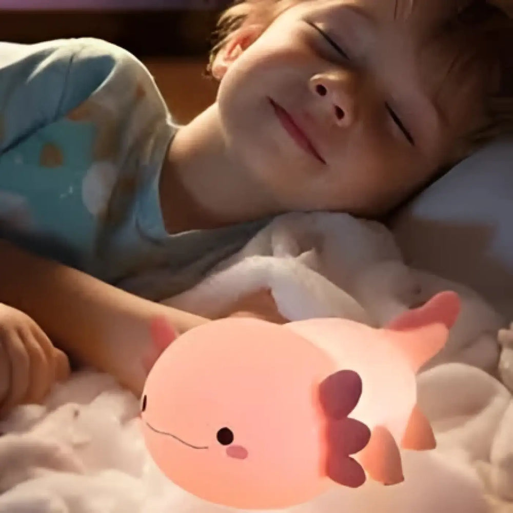Veilleuse salamandre lumineuse en forme d axolotl rose avec une illumination douce pour chambre enfant